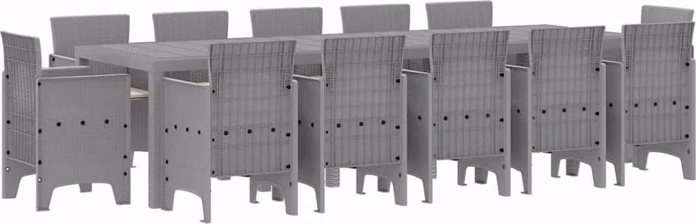 Set da Pranzo per Giardino 13 pcs Grigio chiaro Poly Rattan