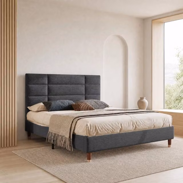 Letto imbottito REDOM Grigio L/P/H: 140 x 200 x 101 cm