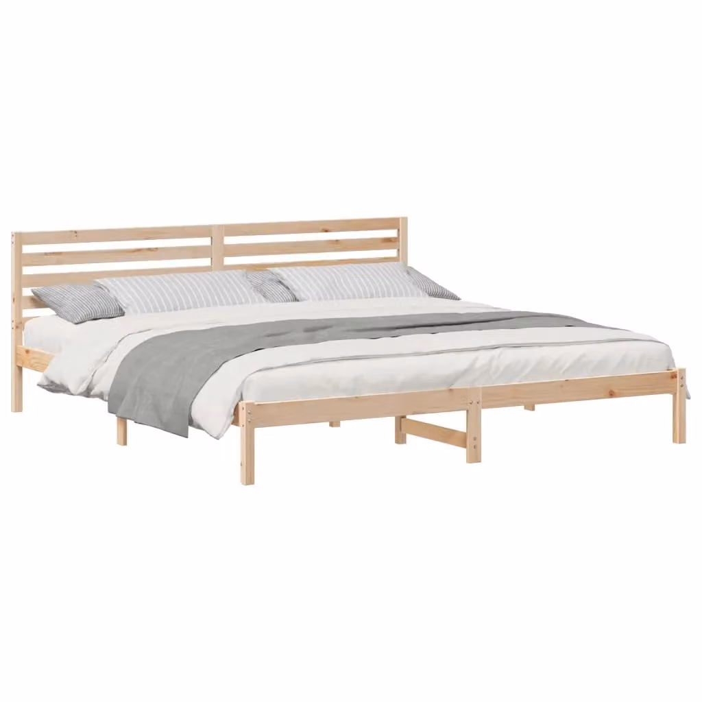 Struttura del letto moderna vidaXL in pino massello marrone L: 200 cm, P: 205,5 cm, H: 215,5 cm – 2