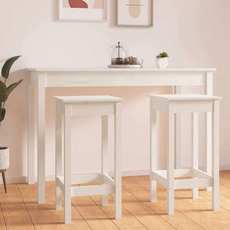 The Living Store Sedie da bar 2 pz. Bianco 40x40x78 cm in legno di pino massiccio