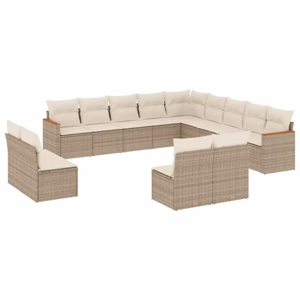 Set Divano da Giardino a Forma a U vidaXL in Polyrattan con Cuscini Beige e Struttura in Acciaio Verniciato a Polvere – 2