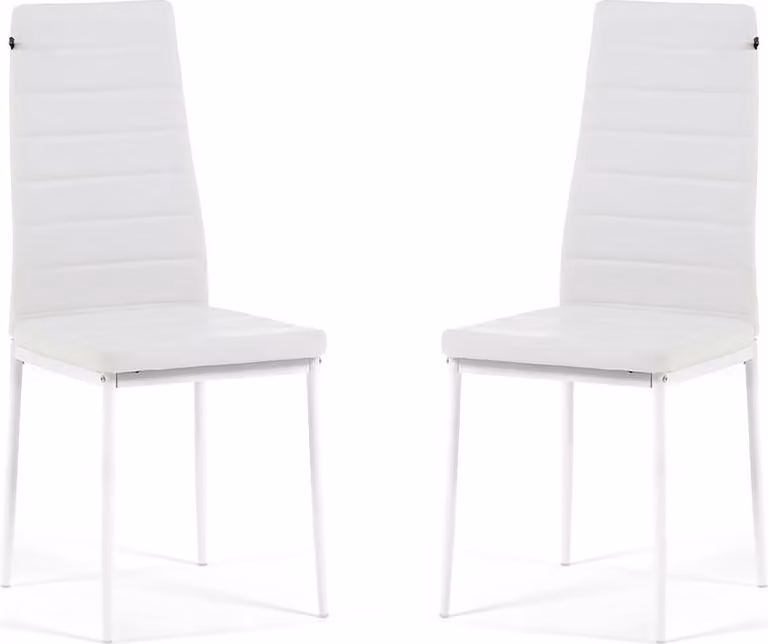 set di 2 sedie in ecopelle trapuntata con schienale alto e gambe in metallo - eleganti, comode e facili da pulire, ideali per cucine moderne,da pranzo, soggiorni o ristoranti - LIDIA - Bianco