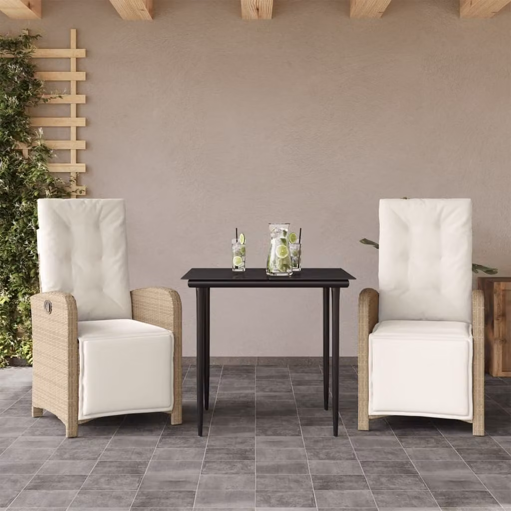 Maison Exclusive - Set da Bistrò 3 pz con Cuscini Beige in Polyrattan
