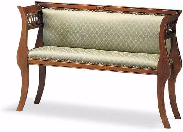 Divanetto imbottito in legno di faggio intagliato Mobili 2G L/P/H: 112 x 38 x 76 cm