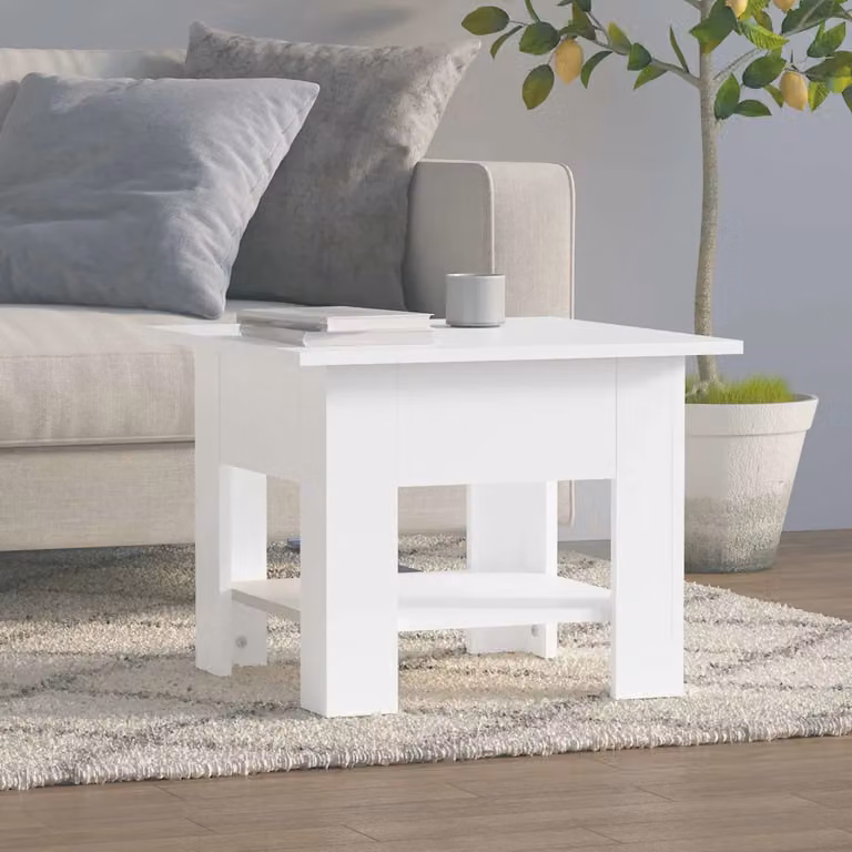 vidaXL Tavolino da Salotto Moderno Bianco in MDF, L/P/H: 55 x 55 x 42 cm