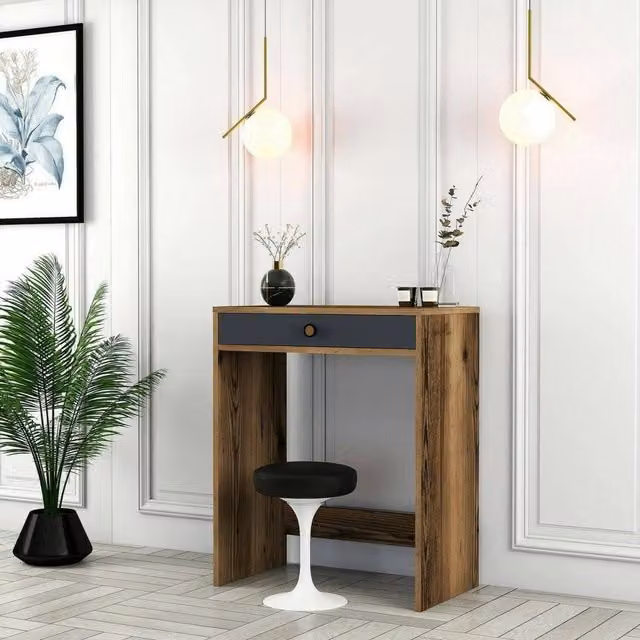 Consolle Bedonia, tavolo multiuso e scrivania da corridoio, Noce e Antracite, L: 70 cm, P: 40 cm, H: 84,7 cm – 1