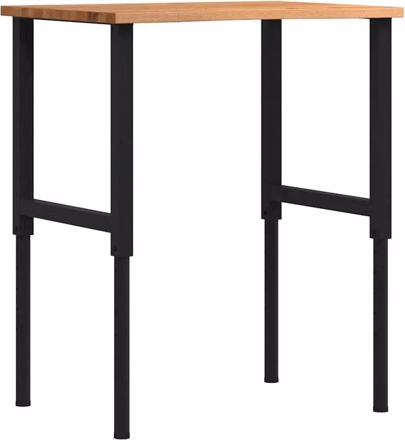 Banco da lavoro regolabile in legno di rovere e metallo vidaXL, Marrone e Nero, L: 80 cm, P: 60 cm, H: 71,5-98 cm