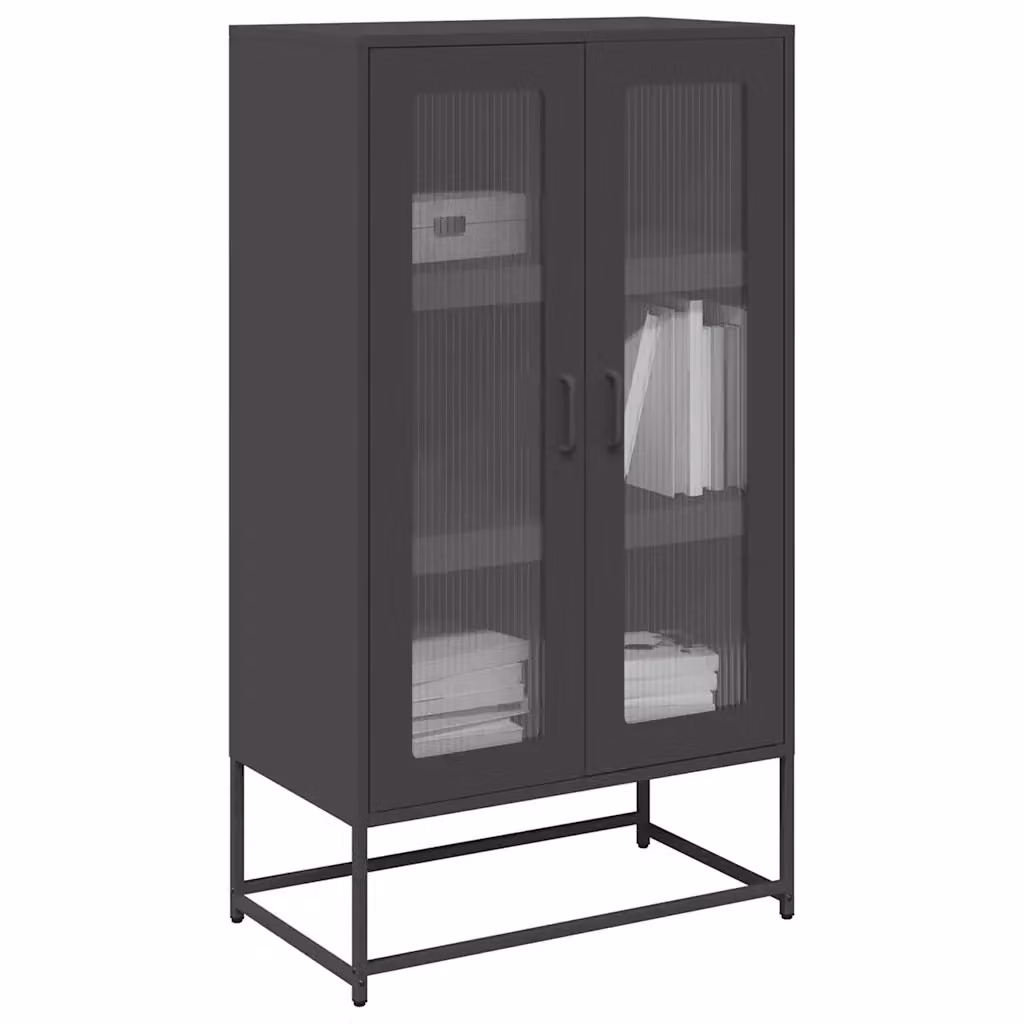 Credenza moderna in acciaio nero per sala da pranzo L: 68 cm, P: 39 cm, H: 123 cm – 2