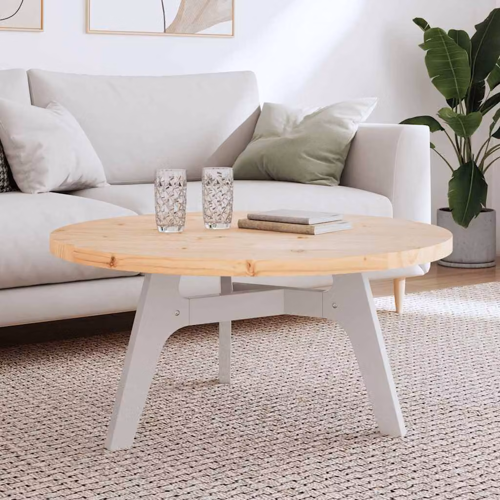 vidaXL Piano Tavolo Rotondo in Legno Massello di Pino Marrone, Diametro: 90 cm, Spessore: 3 cm