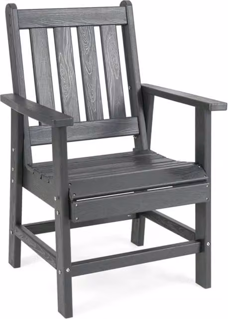Sedia da giardino moderna con braccioli in plastica grigia per esterni e balcone L: 61,5 cm, P: 61 cm, H: 95 cm
