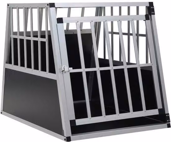Panca per cani da auto - 65x91x69,5 cm - Alluminio e MDF - Trasportino leggero - Adatto a cani di grossa taglia - Argento
