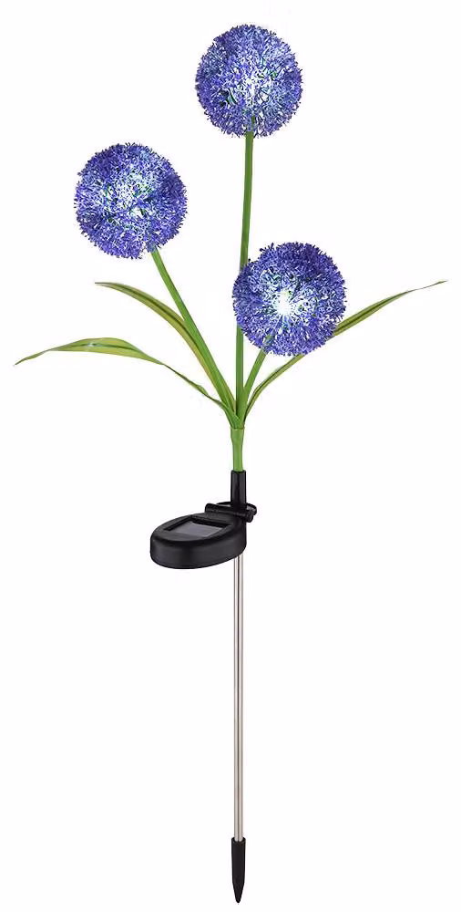 Lampada solare a LED, soffione viola, acciaio inossidabile, H 75 cm