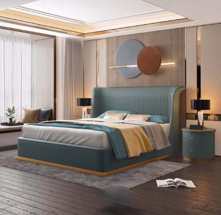 Designer Bett Schlafzimmer Betten Einrichtung Hotel Luxus Polster