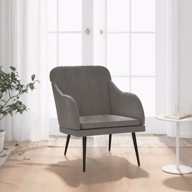 The Living Store poltrona grigio scuro 63x76x80 cm in velluto