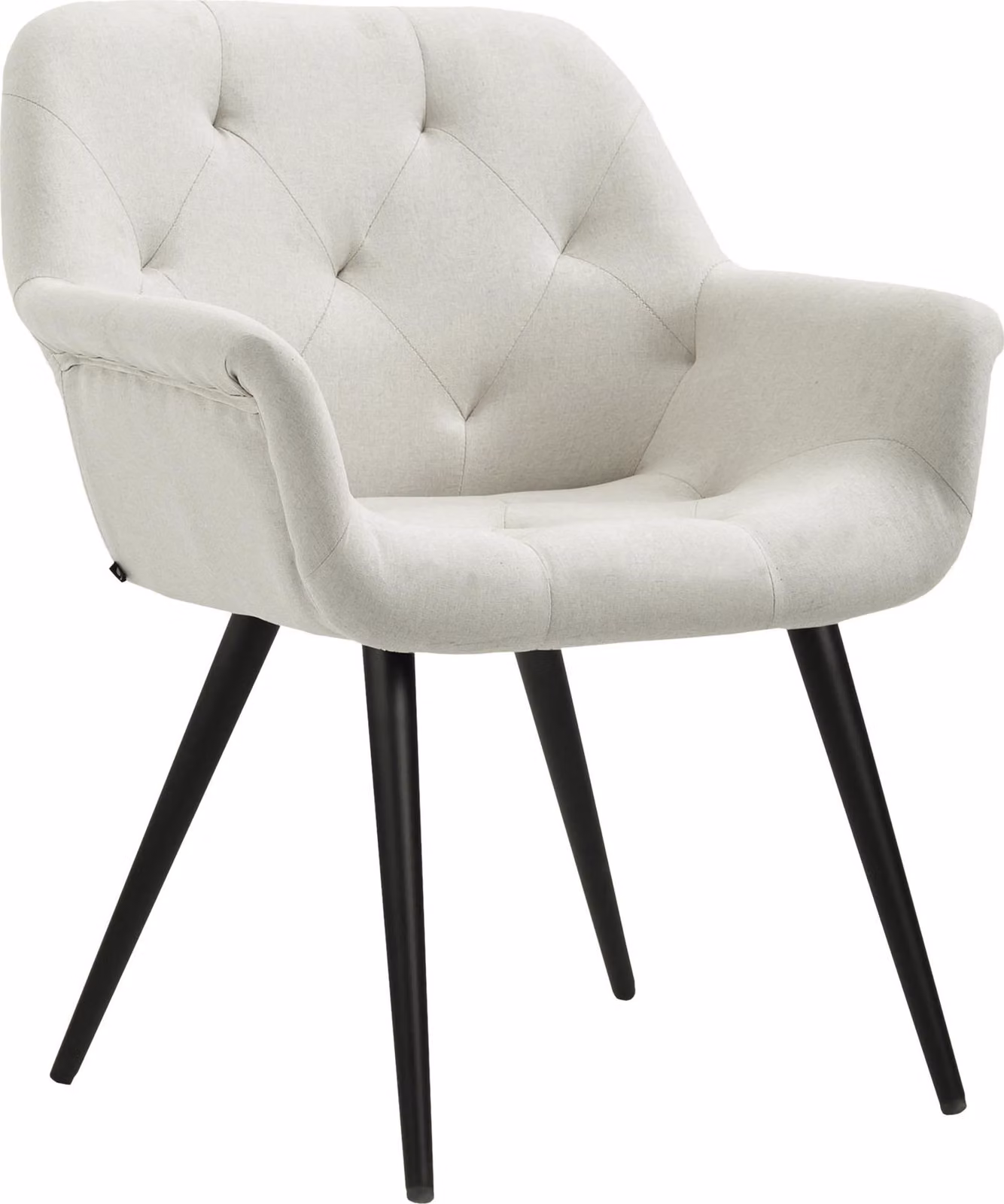 Sedia da pranzo CLP Langford con struttura in metallo beige e rivestimento in tessuto