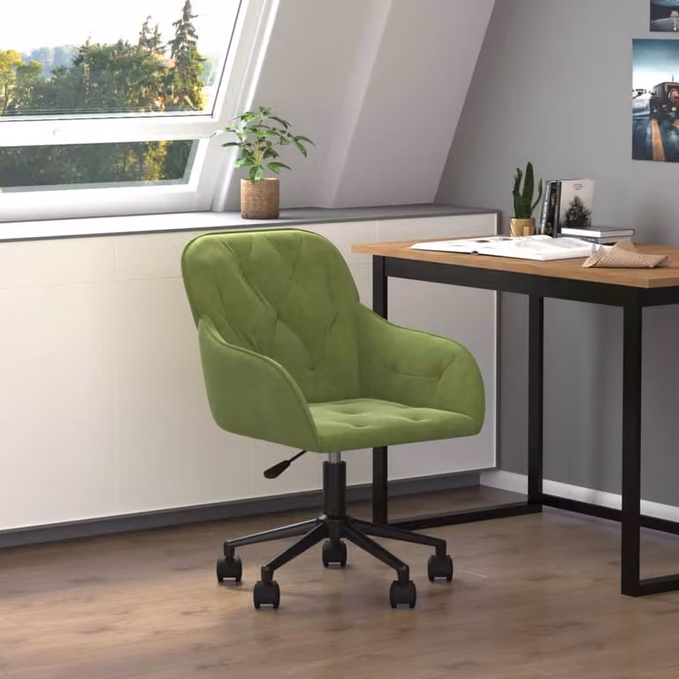 The Living Store sedia da ufficio girevole in velluto verde chiaro