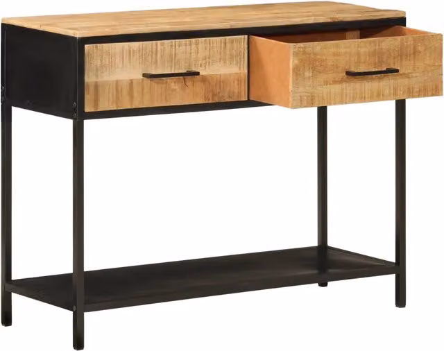 Tavolo Consolle | Tavolo d'Ingresso 100x35x76 cm in Legno Massello di Mango e Ferro