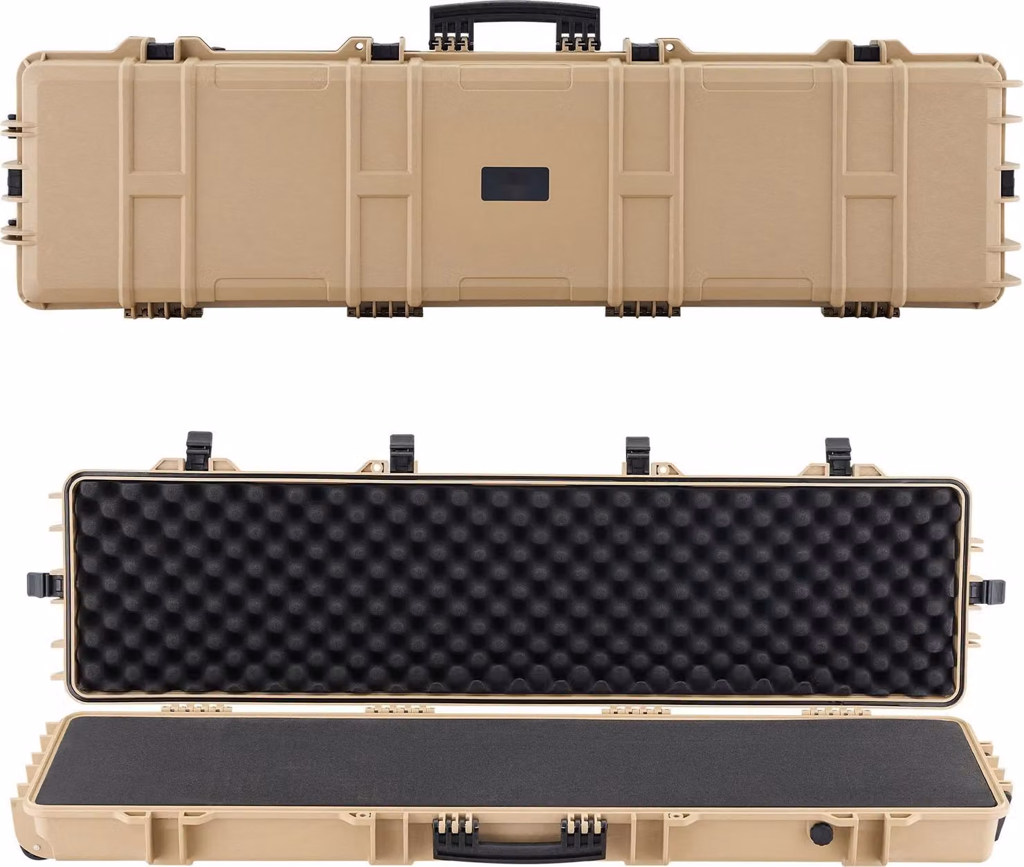 Custodia per armi lunghe - Custodia rigida per armi - Con ruote - Chiusura a chiave - Impermeabile IP67 - Schiuma pretagliata - Dimensioni 138 x 38,5 x 16,5 cm - Khaki