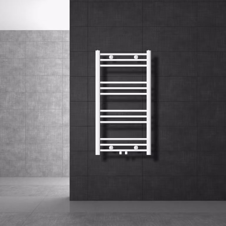 LuxeBath radiatore per bagno Sahara, 500x800 mm, bianco, diritto con attacco centrale, senza elemento riscaldante