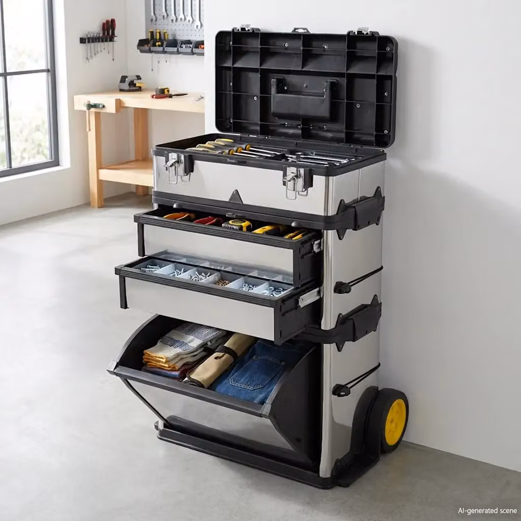 Trolley Porta Attrezzi CFW9132137 con 3 Componenti in Acciaio Inox e Plastica, Colore Argento, L/P/H: 77,0 x 56,5 x 35,0 cm – 2
