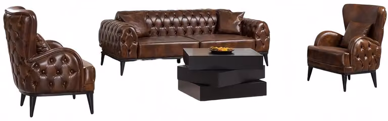 Chesterfield Sessel Sofa Couchtisch Arbeitszimmer Schreibtisch Lesesessel Leder