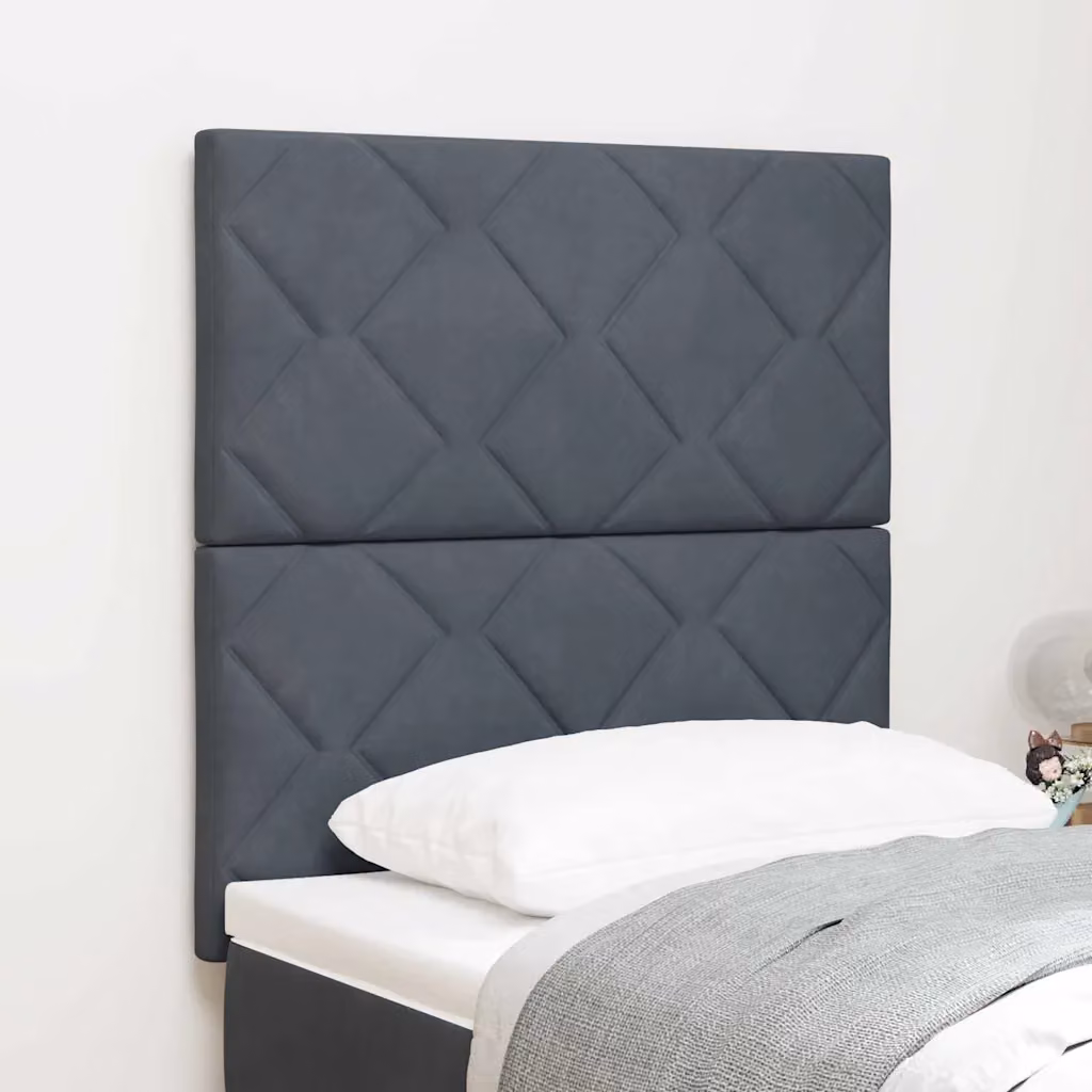 Testiera per letto vidaXL in velluto grigio scuro, Larghezza: 80 cm