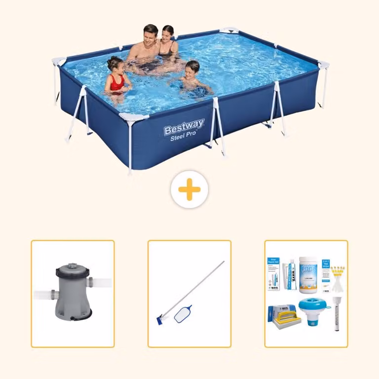 Bestway Steel Pro, piscina rettangolare - 300x201x66 cm - 4 pezzi - Modello S22725