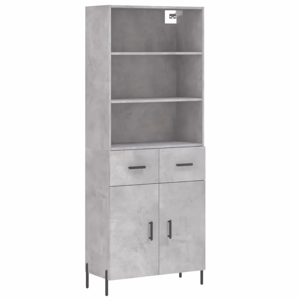 Credenza moderna vidaXL in legno e metallo, colore grigio, L: 69,5 cm, P: 34 cm, H: 180 cm – 2