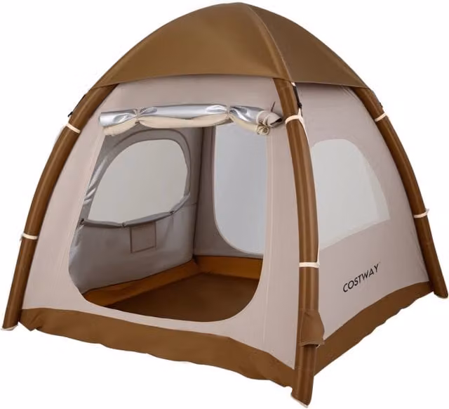 Tenda da campeggio gonfiabile per 2-4 persone, Tenda ad aria istantanea per esterni con pompa finestre a rete picchetti e corde antivento