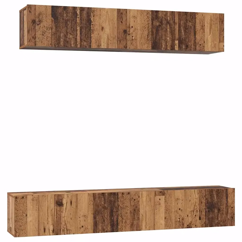 Set mobile TV moderno vidaXL in legno color marrone opaco, 5 pezzi – 2