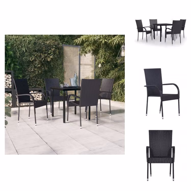 vidaXL Set da pranzo da giardino 5 pezzi nero - Set di mobili da giardino