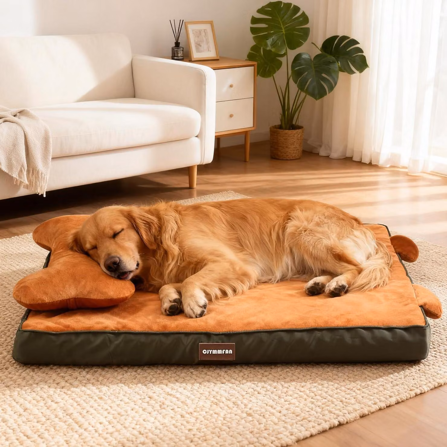 Cuccia ortopedica per cani, realizzata con memory foam, lavabile, impermeabile, con cuscino removibile, antiscivolo, colore arancione, taglia XL