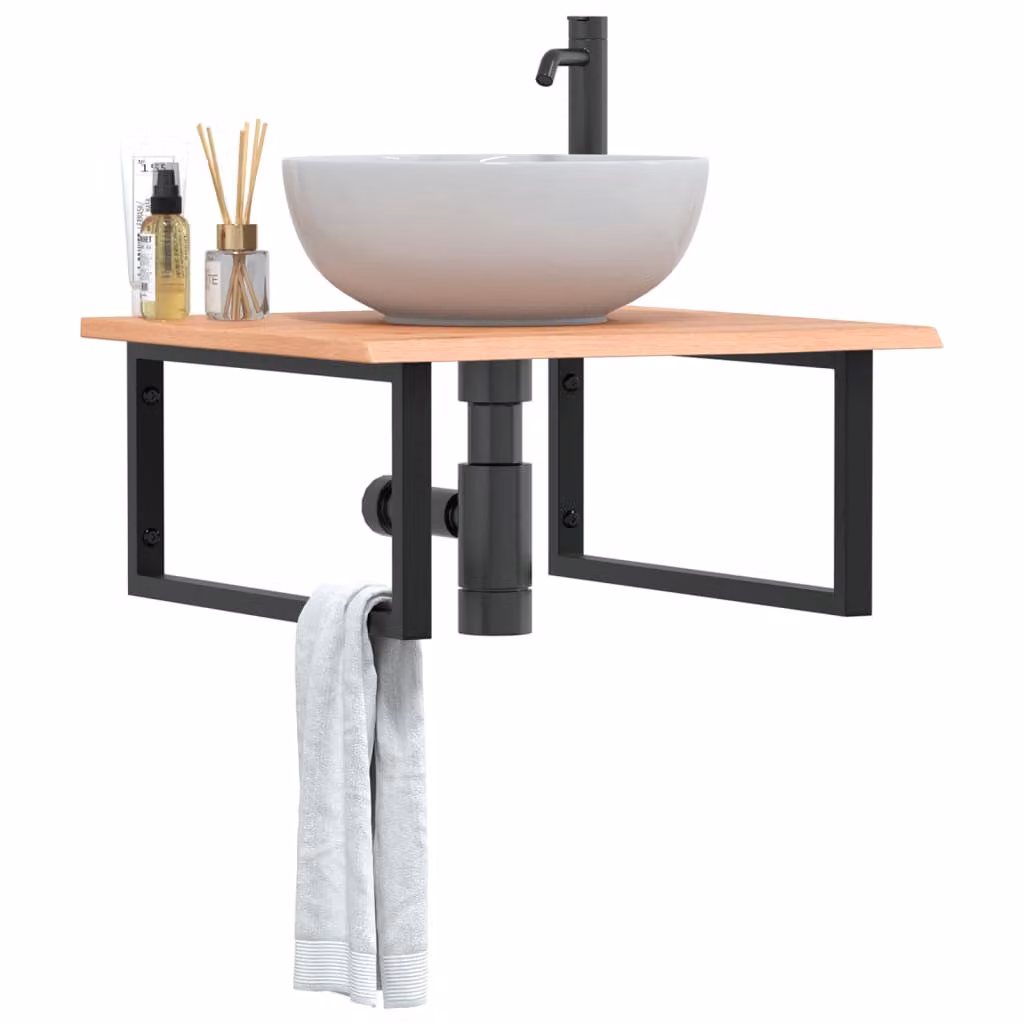 vidaXL Ripiano a Parete per Lavabo Moderno in Rovere e Metallo Nero e Marrone