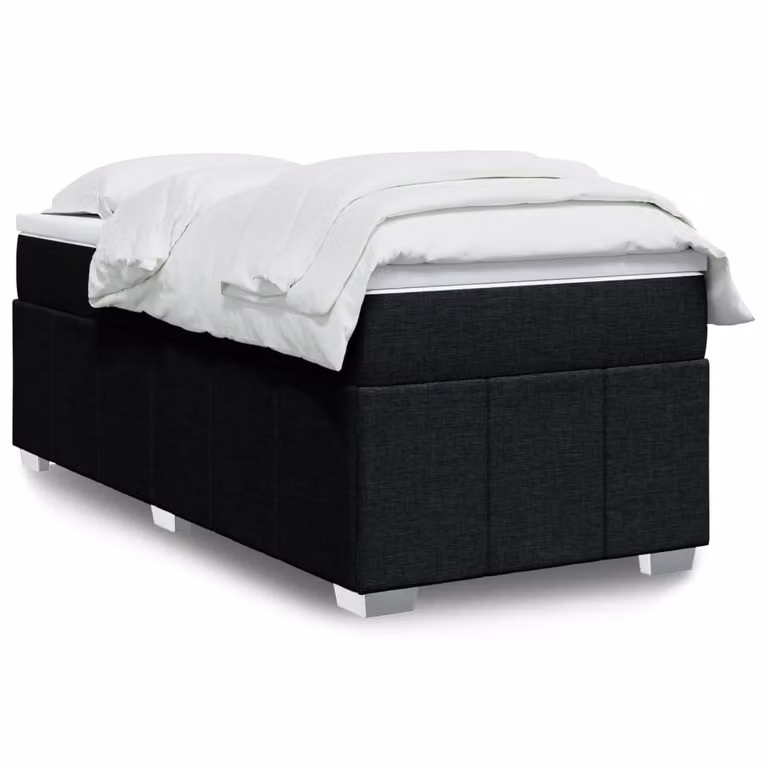 vidaXL Giroletto a Molle Ibrido con Materasso in Tessuto Nero e Bianco L/P/H: 190 x 90 cm