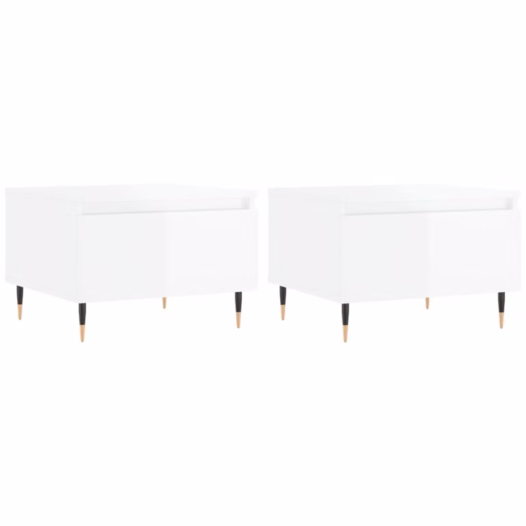 Tavolini Salotto 2pz Bianco Lucido 50x46x35cm Legno Multistrato