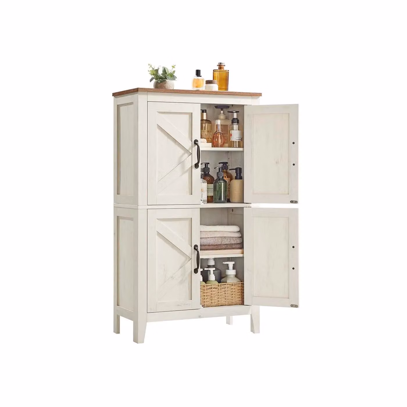 Mobile farmhouse con ante fienile e ripiani regolabili