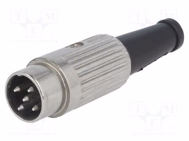 1 connettore a spina, con 5 pin, sistema a 360°, connettore maschio dritto DIN, per cavi 610-0520, connettore DIN