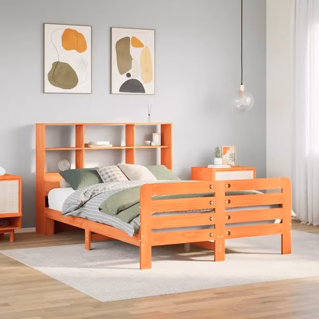 Giroletto senza Materasso Marrone Cera 150x200 cm Legno di Pino