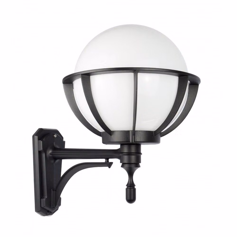 Lampada da parete per esterni sfera bianca o fumé 25 cm 1xE27 nero IP43 SU-MA Kule K 3012/1/KPO 250 U