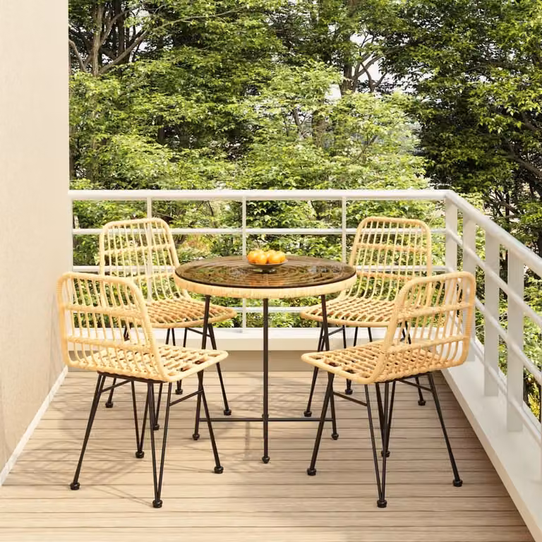 Maison Exclusive - Set da pranzo da giardino in rattan sintetico, 5 pezzi