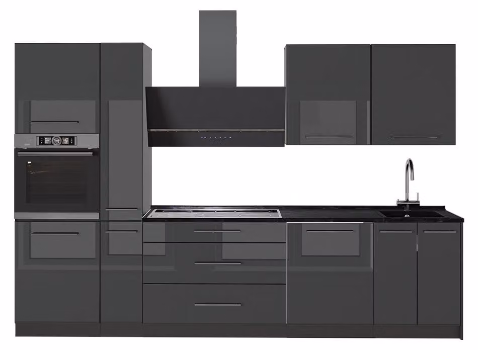 Cucina componibile Vicco Fame-Line Antracite lucido/Antracite 310 cm, PL Antracite, Model 64252