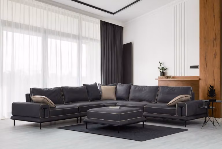 Moderne Wohnzimmer Wohnlandschaft Designer Polster Hocker 2tlg Set