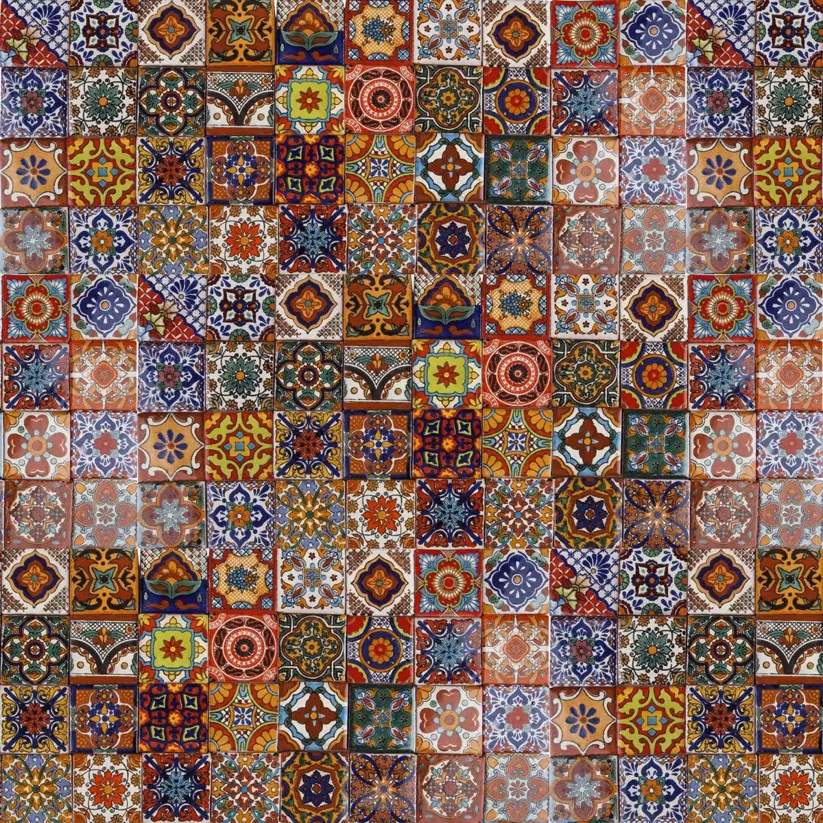 Piastrelle in Vetroceramica messicana, 5x5 cm, 120 pezzi, dipinte a mano, con finitura lucida
