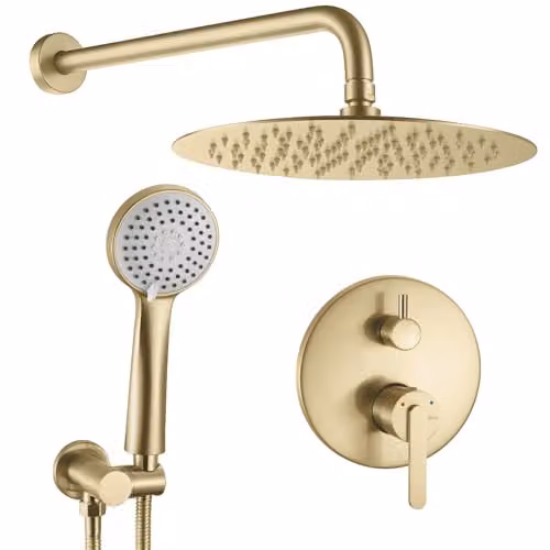 Rea - Ontario Set Doccia Da Incasso Oro Spazzolato, Sistema Doccia In Ottone Per Bagno 32 X 17 X 32 cm