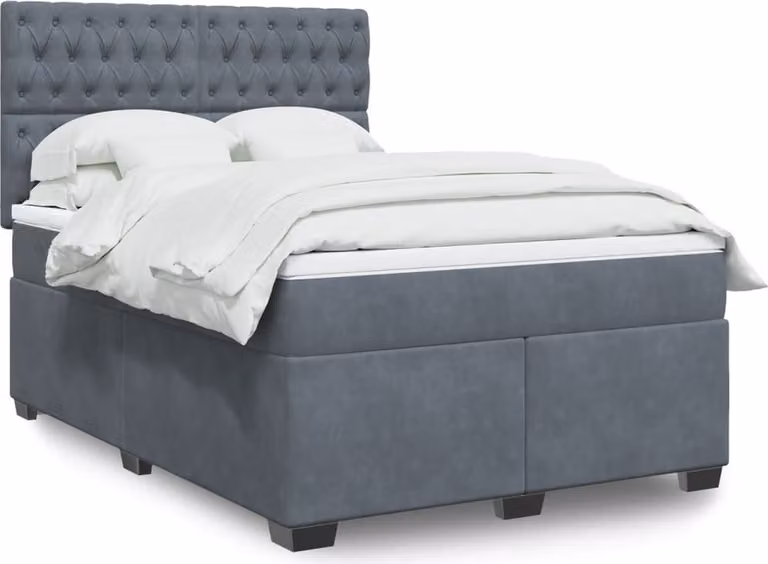 Maison Exclusive - Giroletto a Molle con Materasso Grigio Scuro 140x200 cm Velluto