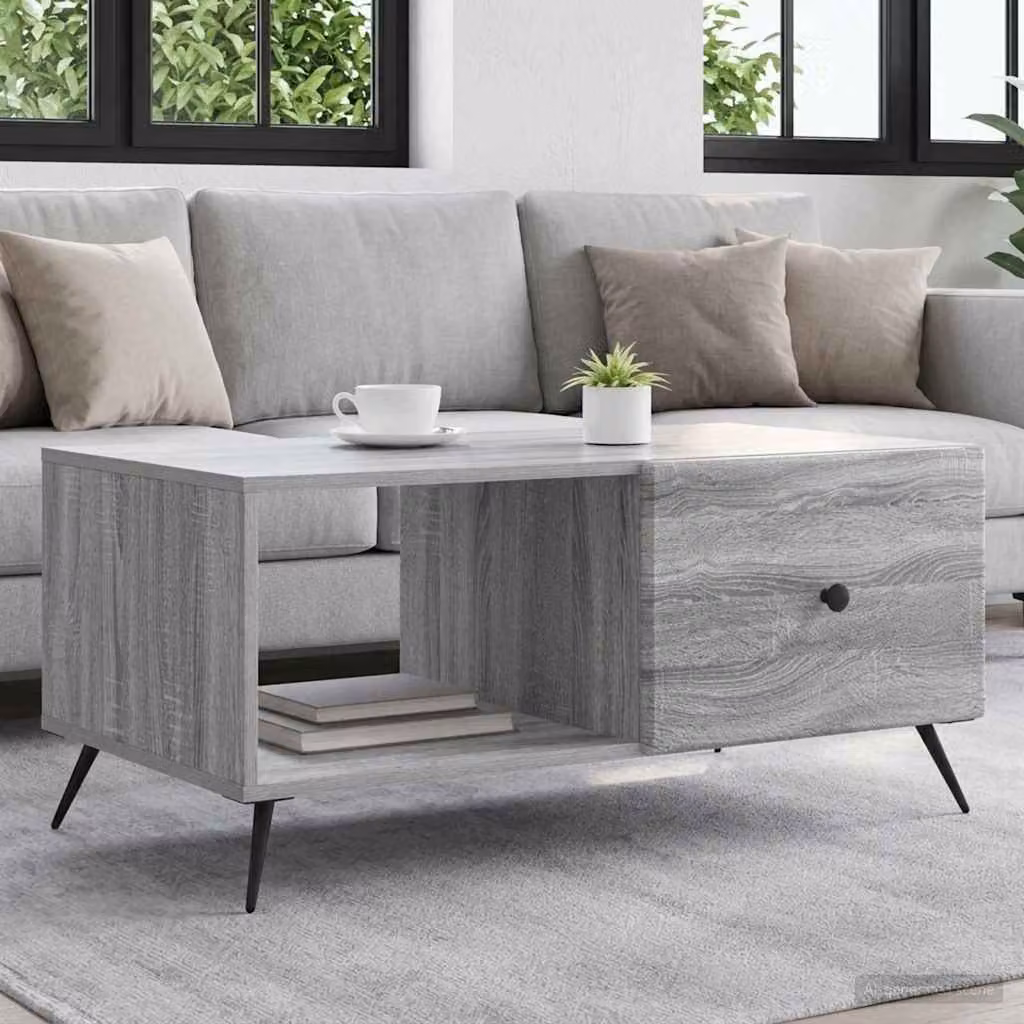 vidaXL Tavolino da salotto rettangolare Grigio, L 90 x P 50 x H 40 cm