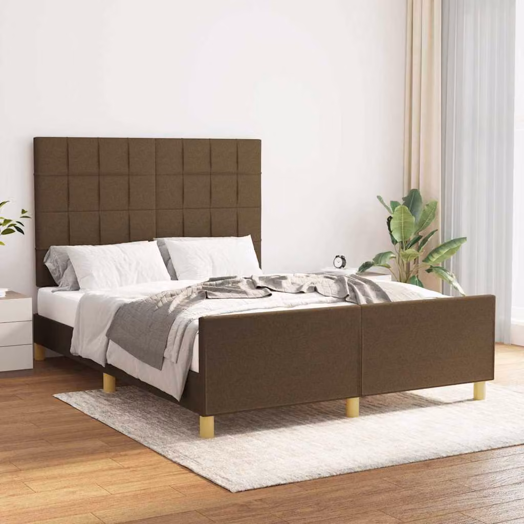 Giroletto senza materasso vidaXL in legno di larice e tessuto marrone scuro L/P/H: 140 x 190 x 128 cm – 1