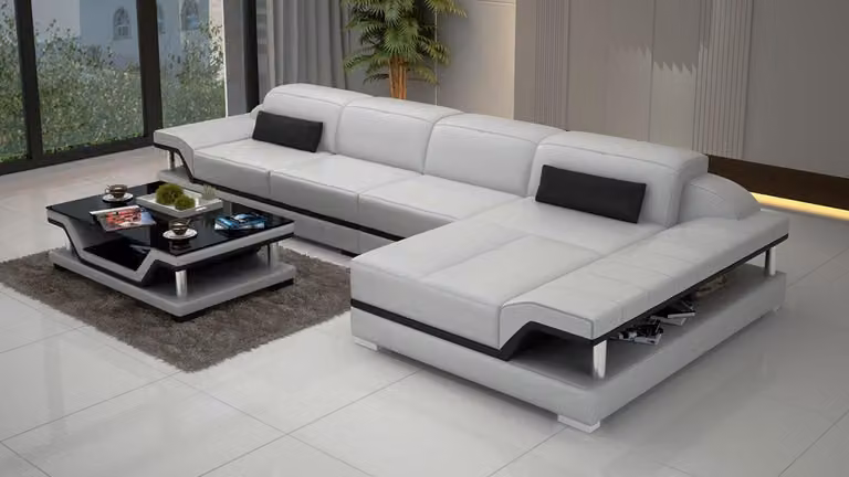 Design Ecksofa L-Form Couch Leder Sofas Weiß Wohnlandschaft Couchen Sitzpolster