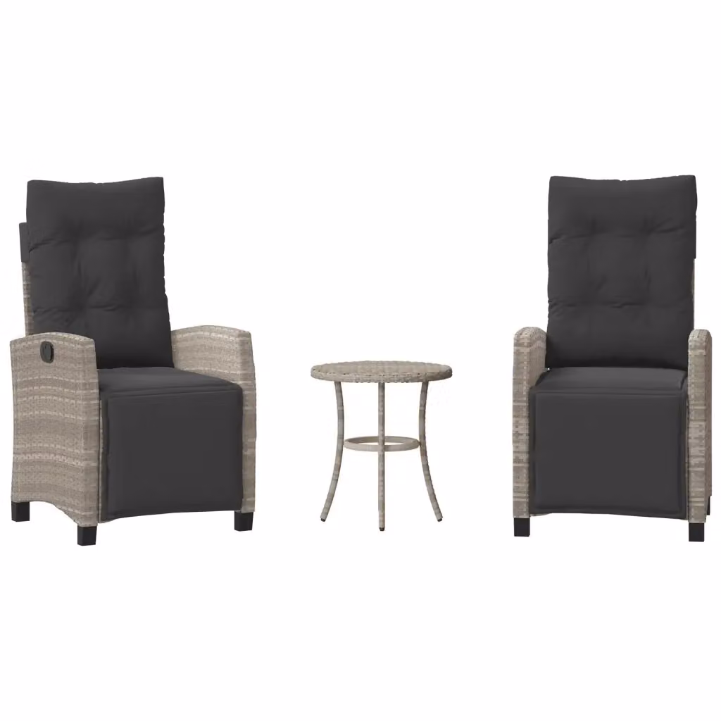 Set da Bistrò vidaXL in Polyrattan Grigio Antracite con 3 Sedie e Tavolo Rotondo per Giardino e Terrazzo – 2