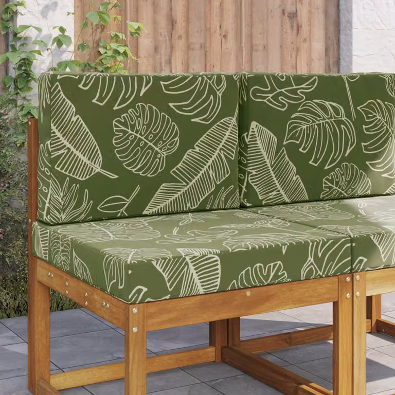 Cuscino da divano per esterno vidaXL verde con design floreale a foglia in poliestere, L/P/H: 60 x 60 x 60 cm